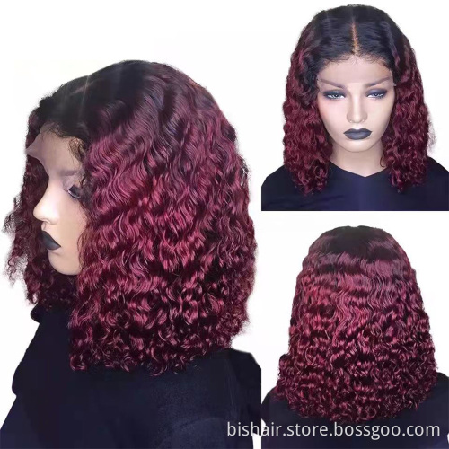 Wholesale 1B/27 Honey Blonde Curly 13x4 Lace Front Human Hair Wigs Brazilian Short Bob Lace Frontal Wig Bob For Black Women